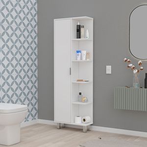 Mobiletto bianco a 1 anta per biancheria, mobile da bagno - Product Image 1