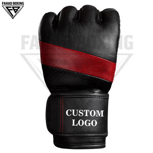 ถุงมือชกมวย MMA สีแดงดำตัดกัน น้ำหนักเบา กันลื่น ผลิตจากวัสดุหนัง บริการ OEM คุณภาพพรีเมียม ผลิตด้วยมือใหม่ - Product Image 2