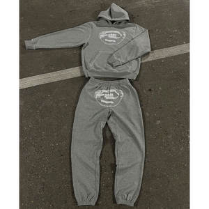 Conjunto de ropa de moda hip-hop para hombre, estilo punk americano Y2K, suéteres y pantalones deportivos bordados, estilo gótico Harajuku - Product Image 1