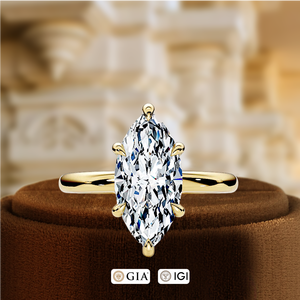 14K White Gold 1.5CT Marquise Cut Diamond Engagement Ring with 6 Prong Setting IGI Certified Solitaire Bridal Ring, Promise Ring - Product Image 4