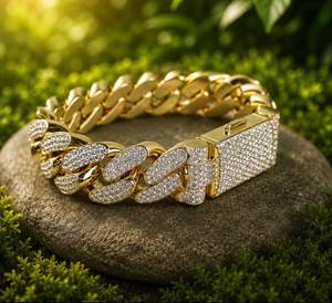 Bracelet cubain glacé de 18 mm pour homme, bijou de poignet étincelant avec pierres pavées, accessoire audacieux style hip-hop, cadeau d'anniversaire unisexe - Product Image 1
