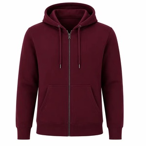 Sudadera con Capucha y Cierre para Hombre, Color Morado, Corte Regular, Informal, de Felpa, Tejida, para Otoño, Diseño de Color Sólido - Product Image 4