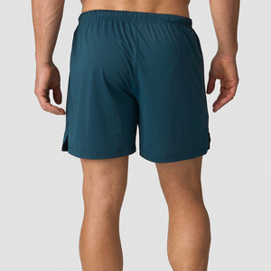 Pantalones Cortos Deportivos Casuales para Hombre, Color Verde Azulado, Cintura Alta Elástica, Secado Rápido, Color Sólido, con Logotipo Frontal, Tejido de Spandex - Product Image 2