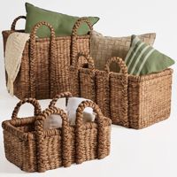 Panier en jacinthe d'eau naturelle à bas prix, paniers tressés pour rangement et organisation de placards