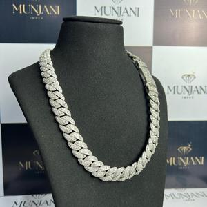 Collar de Cadena Cubana de Plata S925 con Diamantes VVS, Corte Brillante, Engaste en Canal, Joyería Fina Personalizada, Regalo de Boda para Hombre - Product Image 2