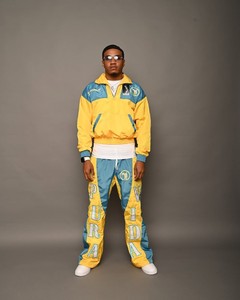 2026 Yellow Windbreaker Set Nylon <b>Half</b>-<b>Zip</b> <b>Jacket</b> Pants <b>Men</b> Women Kids Matching Outfit Regular Fit All Seasons Wear - Product Image 2