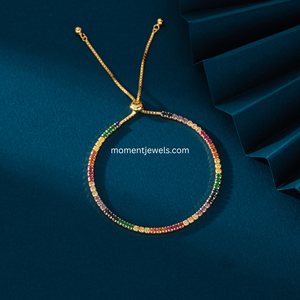 Rainbow Zircon Tennis <b>Bracelet</b> 925 Sterling Silver Adjustable Chain Bangle for Women Party Wedding Gift - Product Image 6