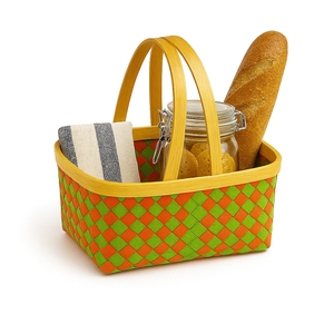 Cesta de Almacenamiento Decorativa de Bambú Tejida a Mano, Ecológica y Personalizable, con Asa, Organizador Multiusos Natural para Sala de Estar - Product Image 3