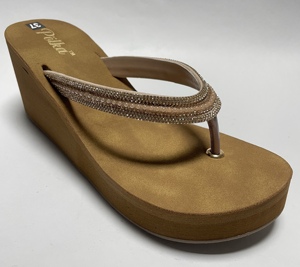 Best-Selling High Quality Women's Wedge Heel <b>Flip</b>-<b>Flops</b> with Genuine Leather Soles Bead Detail-All Season Outdoor - Product Image 1