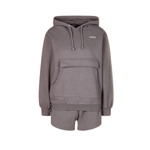 โรงงานผลิตเสื้อผ้าลำลองสไตล์สตรีท OEM ขายส่งโดยตรง ปี 2026 เสื้อผ้าแฟชั่นอินเทรนด์ ชุดเซ็ต 2 ชิ้น เสื้อฮู้ดดี้และกางเกงขาสั้นสำหรับผู้หญิง - Product Image 6