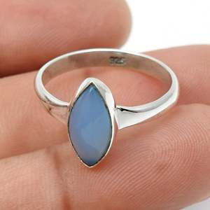 Stunning Marquise Cut Chalcedony Gemstone <b>Ring</b> <b>Crafted</b> From 925 Sterling Silver Handcrafted Engagement Band Bohemian Jewelry - Product Image 3