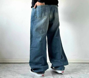 Premium Quality Men's High Street Straight Fit <b>Jeans</b> Wholesale LOW PRICE Custom HipHop Washed Cotton Denim <b>Jeans</b> - Product Image 2
