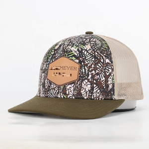 Casquette Trucker en Coton Respirant et Imperméable à 5 Panneaux avec Logo en Cuir Personnalisé, Maille Camouflage Hip Hop pour Fêtes en Extérieur - Product Image 1