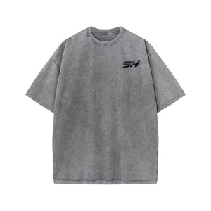 T-shirt homme oversize en coton 100% lourd (320 g/m²), effet délavé, style vintage, impression logo personnalisée. - Product Image 2