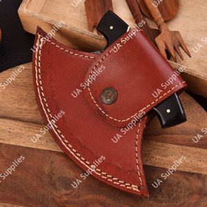 Cuchillo de Chef Ulu de Acero de Damasco de Grado Industrial de Alta Calidad con Patrón de Gota de Lluvia, para Picar Verduras y Carne, Hecho a Mano, Ambidiestro - Product Image 5