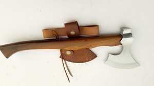 Handmade <b>Axe</b> D2 Steel Blade Wood <b>Handle</b> With Leather Sheath Outdoor Knife - Product Image 2
