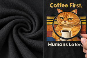 T-shirt en coton imprimé personnalisé avec motif drôle de chat et de café, unisexe, décontracté, à manches courtes, vente en gros, vêtements OEM ODM - Product Image 3