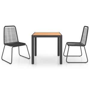 Compact <b>Black</b> PVC Rattan Garden Dining Set 2 Seater Outdoor Furniture Contemporary Design Metal <b>Frame</b> - Product Image 2
