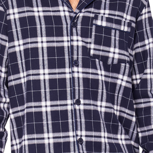 Pijamas de Franela a Cuadros Casuales para Hombre, Ropa de Dormir de Manga Larga, Algodón ODM, Venta al por Mayor, Ajuste Regular, con Bolsillo de Parche - Product Image 6