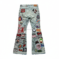 Pantalon Baggy Homme Taille Moyenne Imprimé Graphique Patchwork Respirant Personnalisé OEM Vente en Gros
