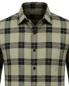 Chemise à carreaux noire décontractée et habillée pour homme, à manches longues, boutonnée, en flanelle de coton, pour le bureau, personnalisable - Product Image 5