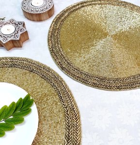 Handmade Beaded Round Placemat Embroidered <b>Table</b> <b>Mat</b> Eco Friendly Decorative Place <b>Mat</b> for Wedding Home Banquet Party - Product Image 5