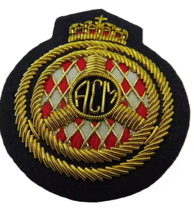 Luxury Handmade Bullion <b>Sew</b>-On Badge – 5×6 cm Round Red & Silver/gold Crown Design for Jackets at Direct Factory Price - Product Image 3