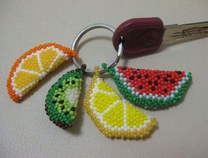 Elegant Handmade Embroidery Keychain with Glass Beads Decorative <b>Bag</b> <b>Charm</b> - Product Image 2