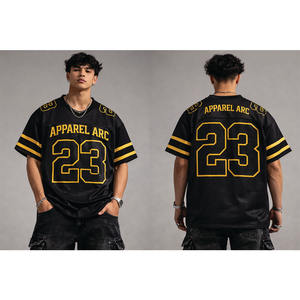 เสื้อฟุตบอลตาข่ายสีดำทองแบบกำหนดเอง 23 ตัว ชุดกีฬายูนิเซ็กซ์ OEM แบรนด์ส่วนตัว ขายส่ง ผู้ผลิตจากสหรัฐอเมริกา จำนวนมาก - Product Image 1