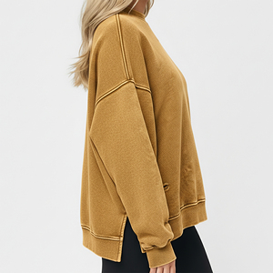 Sweat-shirts à manches longues en molleton 100% coton, coupe oversize, effet délavé, personnalisables avec logo imprimé DTG, col rond, OEM/ODM - Product Image 5