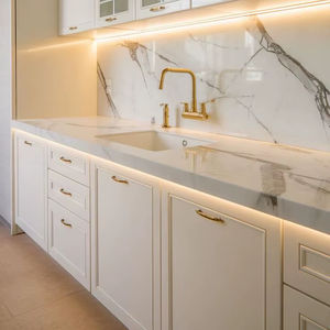 Encimera de Superficie Sólida de Mármol Blanco Moderno de Alta Gama para Cocina Modular y Uso en Hoteles - Product Image 1