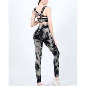 Mid Waist Breathable Seamless Ankle-Length <b>Tie</b>-Dyed Soft Compression Leggings for Women Yoga Pants for Gym Exercise Everyday - Product Image 2