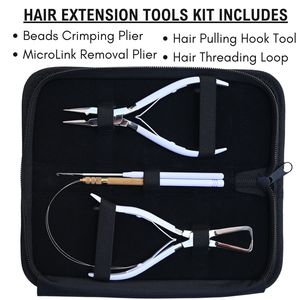 Professional Hair Extension Tools Kit <b>Beads</b> Crimping MicroLink Removal Plier Pulling Hook Threading Loop stainless steel Tool - Product Image 2