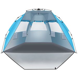 Tenda da Spiaggia a Montaggio Rapido in Tessuto Oxford con Palo in Fibra di Vetro - Blu YJ - Product Image 3