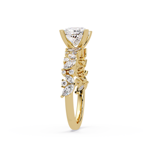 เครื่องประดับทองคำ 14K 18K คุณภาพสูง เพชรทรงคุชชั่นเม็ดเดี่ยว เพชรเลี้ยงในห้องปฏิบัติการ รับรองโดย IGI พร้อมแหวนแต่งงานเข้าชุดสำหรับผู้หญิง - Product Image 3