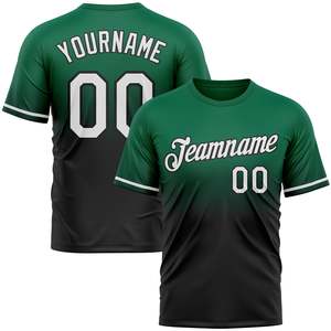 Maillot de basket-ball personnalisé sublimé pour homme, vert et noir dégradé, 100% polyester, évacuation de l'humidité, col rond, manches courtes, uniforme - Product Image 1
