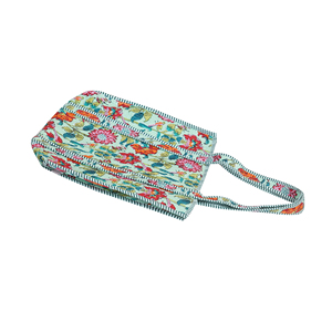 Sac fourre-tout en coton matelassé vert à imprimé floral bohème, ouverture supérieure, léger et durable pour les voyages, la plage et le shopping, toutes saisons - Product Image 3