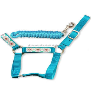 Cabestro de caballo de nailon resistente al agua suave y cómodo en muchos colores y tamaños personalizados con cuerdas de plomo a juego y cabestro de diseño de cuentas - Product Image 2