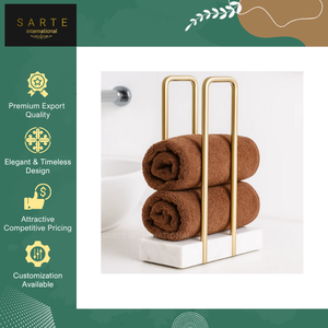 Latest Stock Arrival High Quality Eco-Friendly Luxury Bathroom Accessories Square Marble Base Gold Metal Towel Holder - Product Image 5
