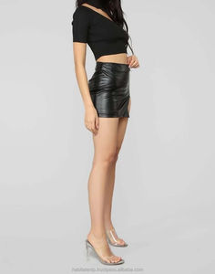 Jupes en cuir pour femmes, mini-jupe en cuir élégante pour l'hiver, respirante, en cuir véritable, style streetwear, soirée, boîte de nuit - Product Image 3