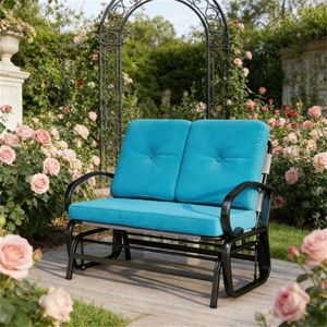 Sedie a dondolo blu per terrazza, panche da esterno per patio - Product Image 1