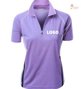 Polo à manches courtes pour femme, couleur unie, tricoté, respirant, coupe décontractée - Product Image 1