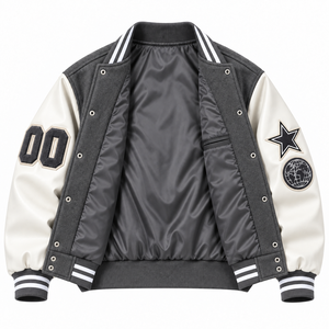 Chaqueta Varsity Personalizada para Hombre, Chaqueta Letterman con Parches Bordados, Apliques, Botones a Presión, Cuello y Puños de Punto Acanalado, Chaquetas Bomber Casuales - Product Image 2