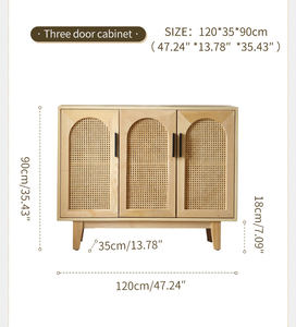 <span class=keywords><strong>Buffet</strong></span> moderne Japandi personnalisé en bois de frêne et rotin, armoire à 4 portes pour salon et salle à manger, meubles Koweït Australie - Product Image 6