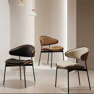 Chaise de salle à manger moderne du milieu du siècle avec dossier sculpté en noyer pour cuisine, salon et salon ARCADIA - Product Image 6