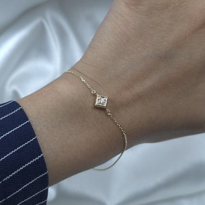 0.200 Ct 18K Gold Plated Flower Shape Brilliant Cut Diamond Chain Link <b>Bracelet</b> Women | IGI Certified Luxury Bridal Gift Party - Product Image 3