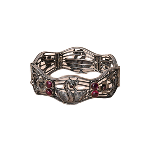 Expertos en venta de brazaletes con tachuelas de piedra rubí y circonita cúbica de plata oxidada para uso de regalo de compromiso de origen indio para mujer - Product Image 1