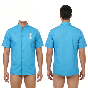 Ensemble uniforme de chef pour hommes, 240 GSM, sergé en polycoton, turquoise, manches longues, vêtements de cuisine, broderie personnalisée, impression de logo - Product Image 5