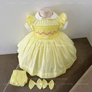 Vestido Amarillo Fruncido para Niñas MITEXCO, Hecho a Mano con Algodón Ecológico, Diseño de Dibujos Animados, Manga Abullonada, Mini Vestido de Invierno, OEM, ODM, Venta al Por Mayor - Product Image 1