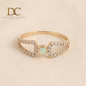 9K Solid Gold with Natural Ethiopian <b>Opal</b> <b>Ring</b> with pave set certified Lab Grown Diamonds Minimalist Gemstone Engagement <b>Ring</b> - Product Image 2